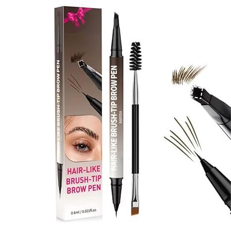 4D Brow Pen, 2-in-1 Dual-Ended Eyebrow Pen,for Natural,All-Day Eyebrow & Eyeliner Perfection, Hardpointing Achieve Perfect Brows, Long Lasting Waterproof (Brown) von Vitrywei
