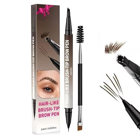 4D Brow Pen, 2-in-1 Dual-Ended Eyebrow Pen,for Natural,All-Day Eyebrow & Eyeliner Perfection, Hardpointing Achieve Perfect Brows, Long Lasting Waterproof (Dark Brown) von Vitrywei