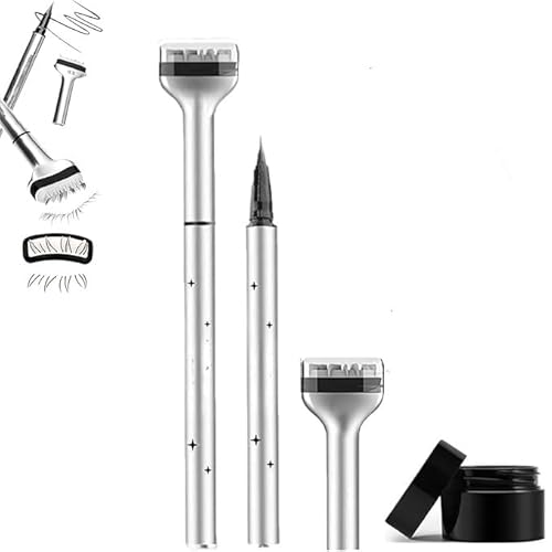 Bottom Eyelash Stamp Kit, Bottom Lash Stamp,2 In 1 Eyeliner Bottom Lashes Stamp,Lower Eyelash Stamper with Ink,2 Colors Waterproof & Lasting Lower Lash Stamp Set,Natural Eye Makeup Tool (Black) von Vitrywei