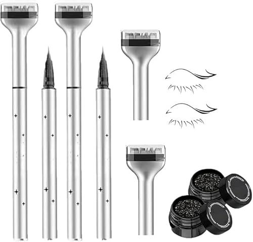 Bottom Eyelash Stamp Kit, Bottom Lash Stamp,2 In 1 Eyeliner Bottom Lashes Stamp,Lower Eyelash Stamper with Ink,2 Colors Waterproof & Lasting Lower Lash Stamp Set,Natural Eye Makeup Tool (Black-2pcs) von Vitrywei