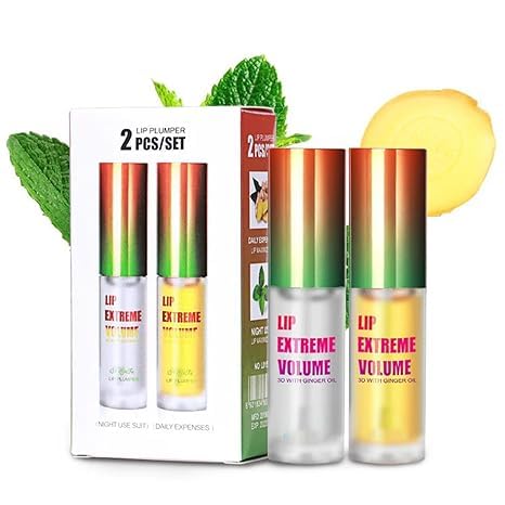 Luxurabalm Lip Plumper,Luxurabalm Extreme Volume, Extreme Volume Lip Plumping, Volumizing and Moisturizing Lip Balm,Natural Lip Care & Enhancer Set (Ginger+Mint) von Vitrywei