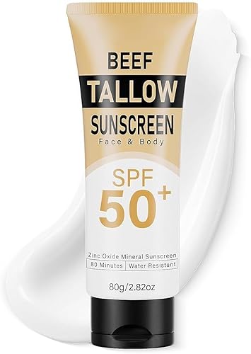Mineral Sunscreen with Non-Toxic Zinc Oxide SPF 50,Organic Natural Beef Tallow Sunblock with Honey Beeswax, Lightweight and Non-Greasy Formula for Face, Body and Skin,for Women and Men (1) von Vitrywei