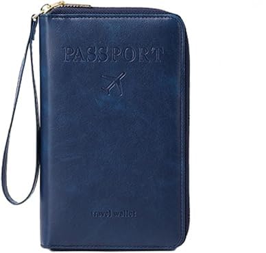 Vitrywei RFID Passport Holder, Multifunctional RFID Passport Wallet, Anti-Theft PU Leather Organizer with Zipper Closure, Passport Holder for Travel Essentials (Dark Blue) von Vitrywei