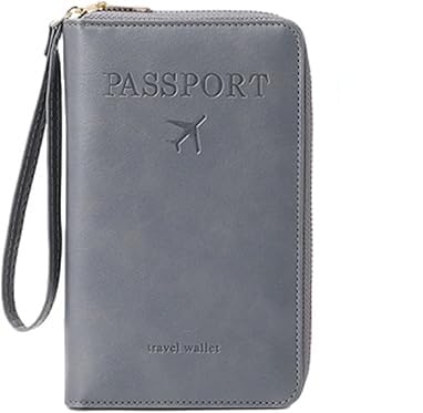 Vitrywei RFID Passport Holder, Multifunctional RFID Passport Wallet, Anti-Theft PU Leather Organizer with Zipper Closure, Passport Holder for Travel Essentials (Gray) von Vitrywei
