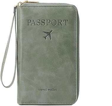 Vitrywei RFID Passport Holder, Multifunctional RFID Passport Wallet, Anti-Theft PU Leather Organizer with Zipper Closure, Passport Holder for Travel Essentials (Green) von Vitrywei