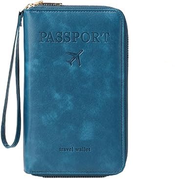 Vitrywei RFID Passport Holder, Multifunctional RFID Passport Wallet, Anti-Theft PU Leather Organizer with Zipper Closure, Passport Holder for Travel Essentials (Peacock Blue) von Vitrywei