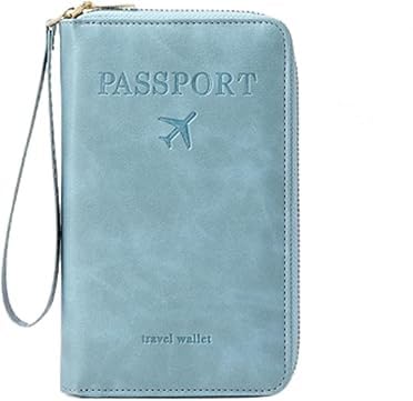 Vitrywei RFID Passport Holder, Multifunctional RFID Passport Wallet, Anti-Theft PU Leather Organizer with Zipper Closure, Passport Holder for Travel Essentials (Sky Blue) von Vitrywei