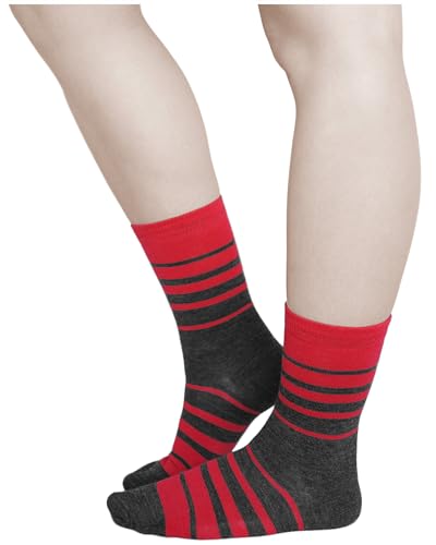 vitsocks Damen Merinosocken 80% MERINO Wolle warm weich (3x PACK) mit Streifen, grau rot, 39-42 von vitsocks