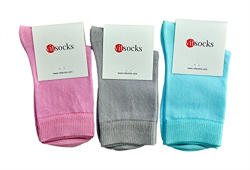 vitsocks Kinder Socken 98% BAUMWOLLE weich dünn lässig (3x PACK) Jungen und Mädchen, rosa glau türkis, 23-26 von vitsocks
