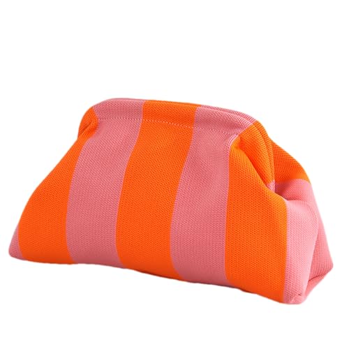 Damenfarbe Kupplungshandbags - Striped Textile Clutch, Retro -Münzbeutel | Weiche Häkelabschlussbeutel, Künstlerische Gewebte Handtasche, Perfekt Für Partyabende, Küstenessen, Brautfunktionen von Vitsrisea