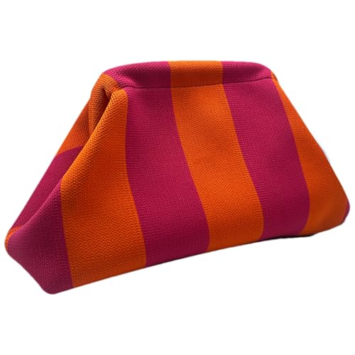 Damenfarbe Kupplungshandbags - Striped Textile Clutch, Retro -Münzbeutel | Weiche Häkelabschlussbeutel, Künstlerische Gewebte Handtasche, Perfekt Für Partyabende, Küstenessen, Brautfunktionen von Vitsrisea