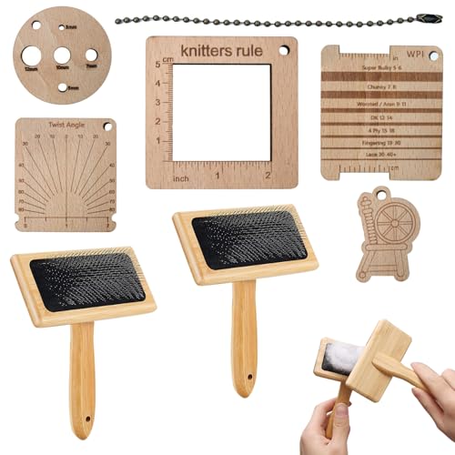 Wollmischbrettkarding -Bürstenset - Multi -Pack -Garn -Mischwerkzeuge, Holzgriff Wollkämme | Robustes Faser -Karding -Kit Zum Stricken, Spinnen Und Tierpfleger Mit Hunden Katzen Welpen Kätzchen von Vitsrisea