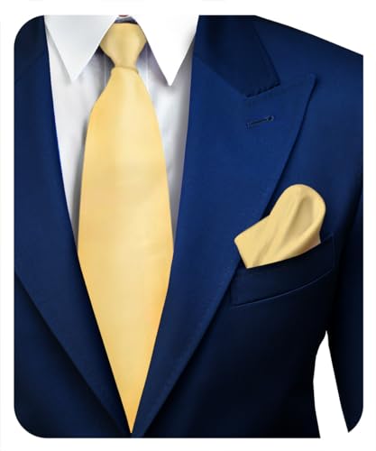 Vittorio Farina Premium Solid Satin Krawatte & Einstecktuch Set für Herren – passendes Herren-Krawatten-Set, Helles Gold, Einheitsgröße Vittorio Farina Premium Solid Satin Krawatte & Einstecktuch Set für Herren – passendes Herren-Krawatten-Set, Helles Gold, Einheitsgröße von Vittorio Farina
