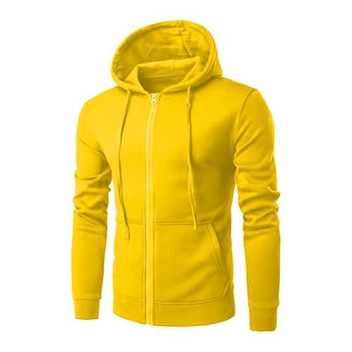 Viunychn Kapuzenpullover Herren Sweatjacke Einfarbig mit Reißverschluss Passform Übergangsjacke Leichte Strickjacken Bequem Tasche Herbstjacke Baumwolle Sweatshirt von Viunychn