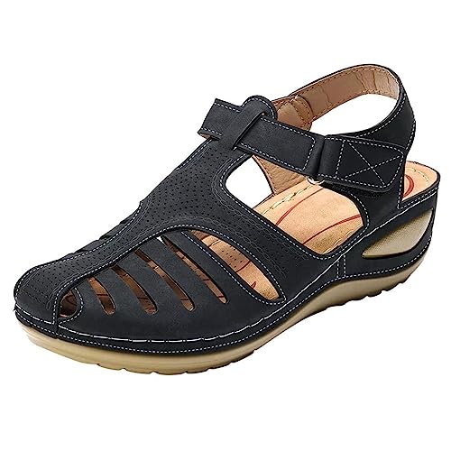 Bequeme Sandalen Damen Aushöhlen Vintage Sandalen Lässige Sandaletten Mode Weiche Strandsandalen Orthopädische Für Hallux Valgus Bunion mit Weiche Fussbett Outdoor von Viunychn