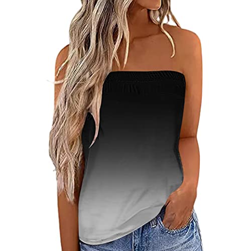 Damen Sommer Sexy Tube Top Schulterfrei Ärmellos Oberteile Trägerlos Bandeau Bluse Shirt Strand Weste Bandeautop Schlauchshirt Rückenfrei Bluse Bandeau Schlauchshirt Rückenfreies Top von Viunychn