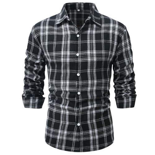 Hemd Kariert Herren Slim Fit Flanell - Flanellhemd Kariertes Hemd Herren Langarm Baumwolle Arbeitshemd Warm Holzfällerhemd Regular Fit Karohemd Langärmliges Flanellhemd mit Knopfleiste, Kariert von Viunychn