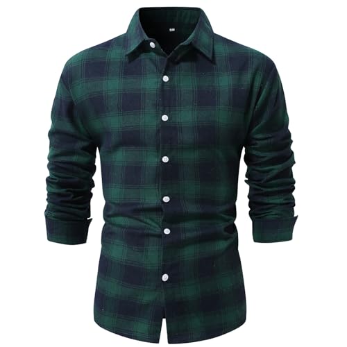 Hemd Kariert Herren Slim Fit Flanell - Flanellhemd Kariertes Hemd Herren Langarm Baumwolle Arbeitshemd Warm Holzfällerhemd Regular Fit Karohemd Langärmliges Flanellhemd mit Knopfleiste, Kariert von Viunychn