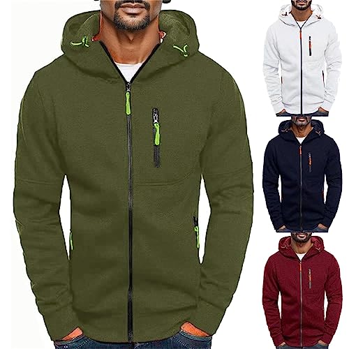Herren Sweatjacke Mit Reißverschluss,Full-Zip Kapuzenjacke Kapuzenpullover Schalkragen Übergangsjacken Herbstjacke Hoodie Mit Kapuze Kordelzug Casual Sport Herbst Winter Sweatshirt Jacke Kapuzenpulli von Viunychn