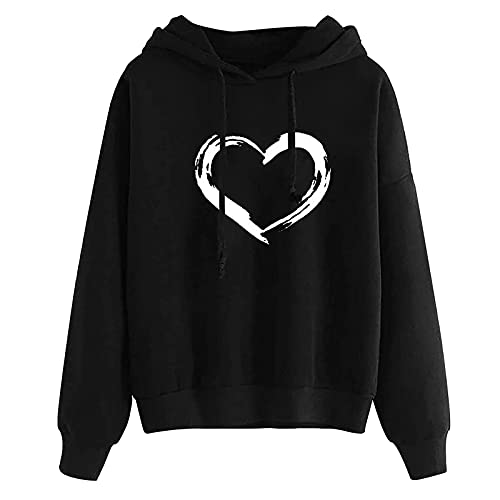 Hoddies Frauen,Hoodie Damen Kawaii Sweatshirt mit Kapuze Süß Kapuzenpullover Sportlich Sportbekleidung Langarmshirt Summer Herbst Leicht Löwenzahn Herzdruck Einfarbig Pullover Sportshirt Pulli Bluse von Viunychn