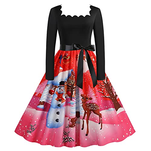 Kleid Weihnachten Damen Lang: Herbstkleid Weihnachten Weihnachtskleider Langärmeliges Weihnachtskkeidung Weihnachtskleid+Damen @1 von Viunychn