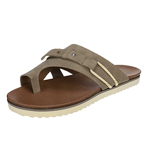 Orthopädische Flip Flops Damen Pu-Leder Freizeit Thong Sandals Flache Schuhe Elegante Bequeme Pantoffeln Strandschuhe mit Natur Kork-Fussbett mit Weiche Fussbett Outdoor von Viunychn