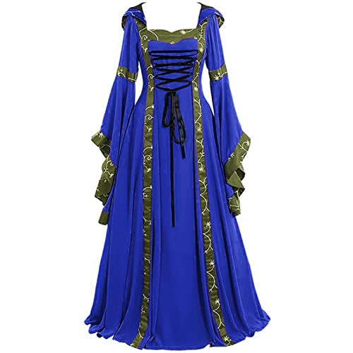 Renaissance Kleid Damen Mittelalter Kleid Mittelalter Kostüme Damen Halloween Kostüm Rapunzel Burgfräulein Kostüm Viktorianisches Medieval Dress Mittelalterkleid Große Größen Gothic Wikinger Kleidung von Viunychn