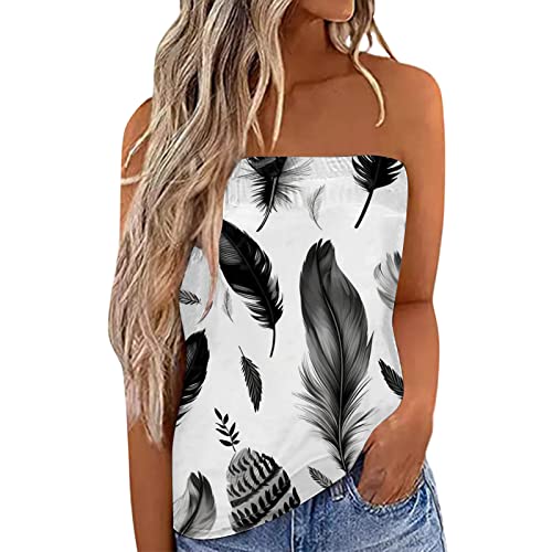 Rückenfreies Oberteil,Damen Sommer Sexy Tube Top Schulterfrei Ärmellos Oberteile Bluse Shirt Strand Weste Bandeautop Schlauchshirt Rückenfrei Sexy Sommer Bandeau rückenfrei Plissee Tank Spitzentop von Viunychn