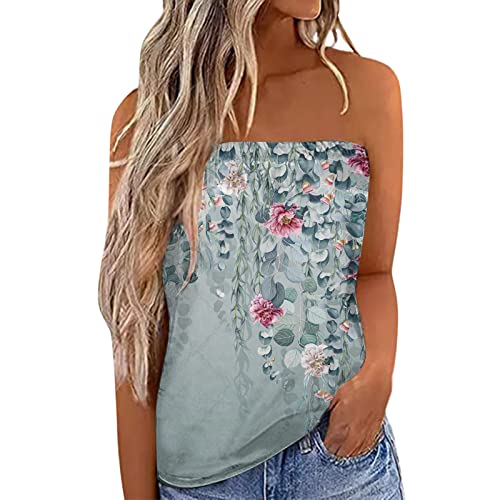 Rückenfreies Top,Damen Sommer Sexy Tube Top Schulterfrei Ärmellos Oberteile Bluse Shirt Strand Weste Bandeautop Schlauchshirt Rückenfrei Sexy Sommer Bandeau rückenfrei Plissee Tank Spitzentop von Viunychn