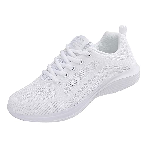 Schuhe Damen Sneaker, Weiss Plateau Netz Weiche Schuhe Laufschuhe Fußballschuhe Leichtgewichts Atmungsaktiv Frauen Joggingschuhe Sneakers Cushion Wasserdicht Flach Für Trekking Walking Running von Viunychn