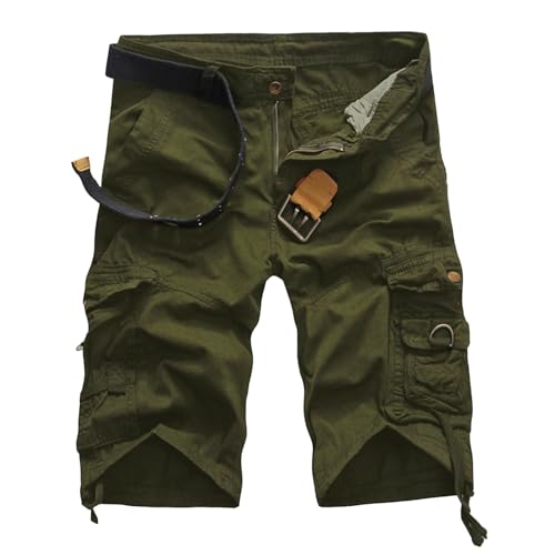 Sommer Shorts Herren Cargo Kurze Freizeithose Bermuda Shorts Inkl Gürtel Stretch Cargo Shorts Baumwolle Leicht Kurze Hosen Sport Relaxed Fit Shorts mit Multi Taschen Funktionshose 3/4 Hose Herren von Viunychn
