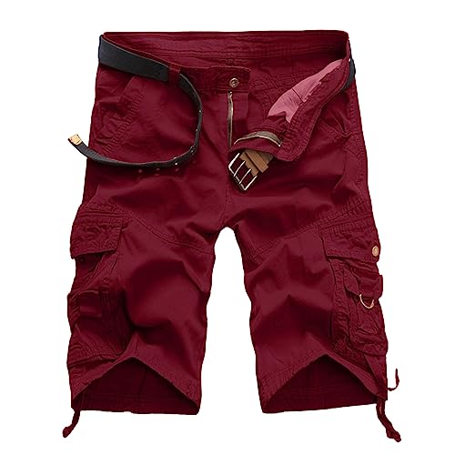Sommer Shorts Herren Cargo Kurze Freizeithose Bermuda Shorts Inkl Gürtel Stretch Cargo Shorts Baumwolle Leicht Kurze Hosen Sport Relaxed Fit Shorts mit Multi Taschen Funktionshose 3/4 Hose Herren von Viunychn