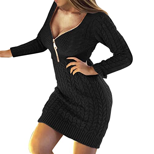 Strickkleid Damen Herbst Elegant Winter Winterkleid Herbstkleid Pulloverkleid Zweiteilig Moderne Langarm Sexy Strickkleider Strickanzug Damen Set Fall Elegantes Comfy Frauen Knitted Skims Dress von Viunychn