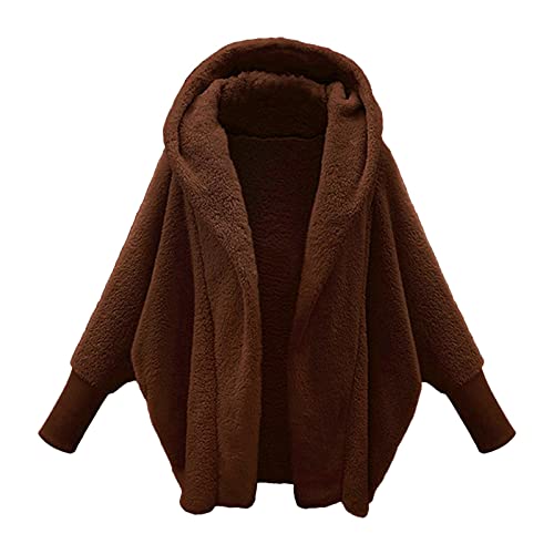 Teddyfleece Jacke Damen Doppelschneidiger Samt Kapuzenjacke Verdicken Damenpullover Stilvoller Strickjacke Niedlich Fellmantel Fur Outdoor Hoodie mit Kapuze Sweatshirt von Viunychn
