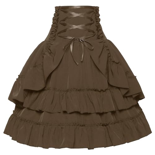 Trachtenrock Damen Große Größen Viktorianische Elastische Trachtenrock Vintage A-Linien Rock Karneval Festlich Sommerrock Cosplay Piratenrock von Viunychn