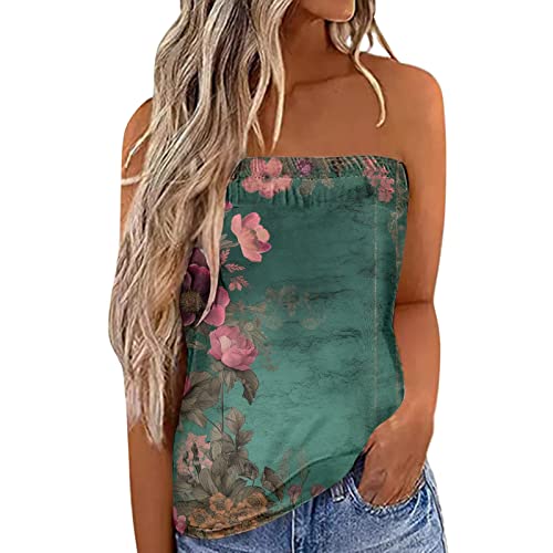 Tube Top Damen,Damen Sommer Sexy Tube Top Schulterfrei Ärmellos Oberteile Trägerlos Bandeau Bluse Shirt Strand Weste Bandeautop Schlauchshirt Rückenfrei Sommer Bluse Bandeau Schlauchshirt von Viunychn