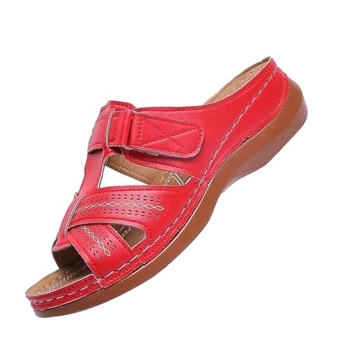 Viunychn Damen Sandalen Bequem Rutschfeste PU-Leder Orthopädische Pantoletten Casual Bequeme Sommerschuhe Sommer Sandalen Für Hallux Valgus Bunion für breite Füße von Viunychn