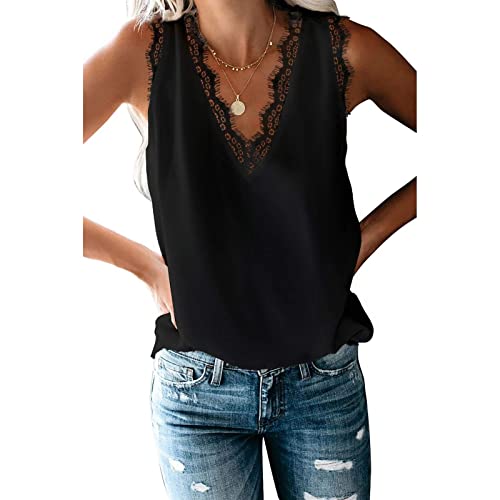 Viunychn Damen Sommer Bluse Ärmellose Tank Top Shirt Elegant Weste Hemdbluse Loose fit T Shirt von Viunychn