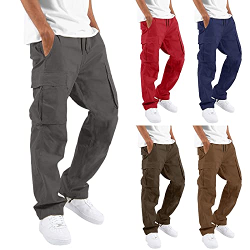 Viunychn Herren Hose Chino Cargo Hose Jogginghose Herren Baumwolle Billig Sporthose Männer Casual Freizeithose Elastische Taille mit Kordelzug Sweatpants Herren mit Taschen von Viunychn