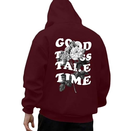 Viunychn Hoodie Herren Oversize Mit Backprint Y2K Hoody Mit Kapuze Basic Pullover Vintage Print Hoodies Für Männer Anime Kapuzenpullover Schwarzer Coole Streetwear Drip Klamotten Oversized Pulli @J von Viunychn