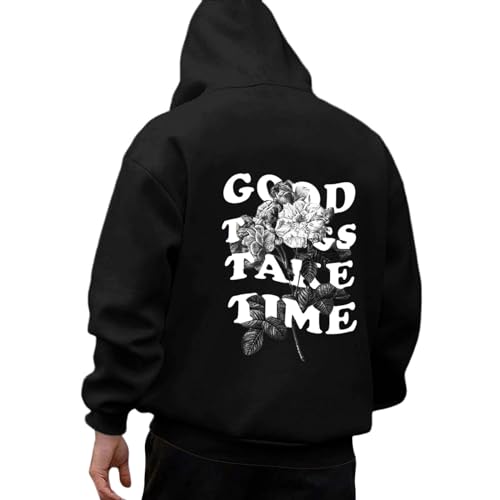 Viunychn Hoody Herren Mit Kapuze Zipper Y2K Zip Hoodie Oversized Coole Baggy Backprint Hoodie Grauer Hoodi Basic Sweatshirt Schwarz Kapuzenpulli Pullover Print Kapuzenpullover Vintage Clothes von Viunychn