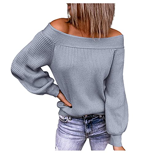 Viunychn Wollpullover Damen, Schulterfreie Ausgefallene Lässig Winterpullover Pulli Strickpullover Frauen Langarm Strickpulli Weinachtspullover Advanced Neonfarben Teenager Oberteil von Viunychn
