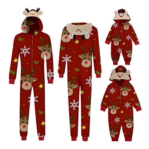 Weihnachten Pyjamas Familie Set,Damen Herren Kinder Weihnachten Onesie,Jumpsuit mit Rentier Kapuze,Christmas Pajamas Onesie Family Suit @1 von Viunychn