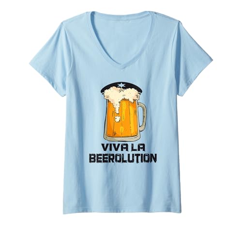 Damen Viva La Beerolution Funny Beer Drinking Viva La Revolution T-Shirt mit V-Ausschnitt Damen Viva La Beerolution Funny Beer Drinking Viva La Revolution T-Shirt mit V-Ausschnitt von Viva La Revolution Beer Lover Parody Cuban Cuba
