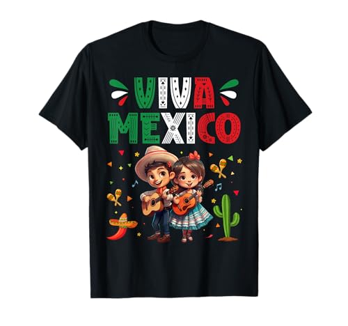 Viva Mexico Mexican Independence DayGuitars Jungen Mädchen Kinder T-Shirt von Viva Mexico Kids Tees