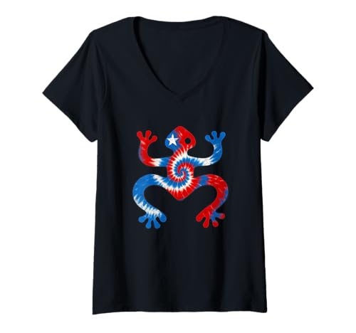 Damen Puerto Rico Coqui Symbol Krawatte Boricua Pride Design T-Shirt mit V-Ausschnitt Damen Puerto Rico Coqui Symbol Krawatte Boricua Pride Design T-Shirt mit V-Ausschnitt von Viva Puerto Rico Apparel