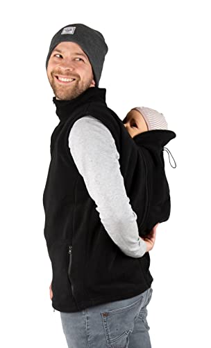 Viva la Mama – Baby Trageweste für Männer aus warmem Fleece - Babytragen vorn und hinten - FJONN Plus - schwarz - XXL von Viva la Mama