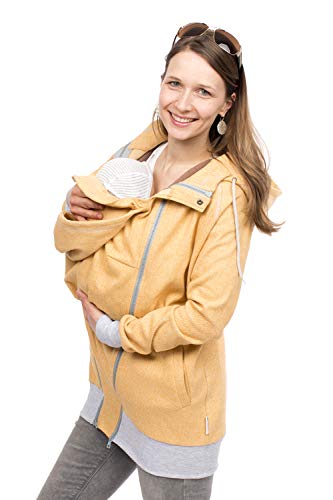 Viva la Mama 3in1 leichte Tragejacke für Mama und Baby, Umstandsjacke - CLEO (XS, gelb) von Viva la Mama