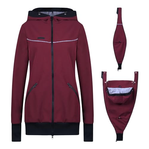 Viva la Mama - 4in1 Allwetter Tragejacke für Vorn- und Rückentragen Umstandsjacke Softshell - AVENTURIS - Bordeaux - L von Viva la Mama