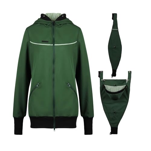 Viva la Mama - 4in1 Allwetter Tragejacke für Vorn- und Rückentragen Umstandsjacke Softshell - AVENTURIS - waldgrün - M von Viva la Mama